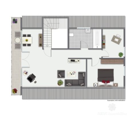 BERK Immobilien – naturnah & zentral: Ein- bis Zweifamilienhaus mit tollem Schnitt & sonnigem Grundstück in Gailbach - Grundriss visualisiert DG (125418)