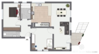 Grundrisse visualisiert - BERK Immobilien – renovierte 3-Zimmer-Wohnung (Hochpaterre) mit 3 eigenen Kellerräumen in Hörstein