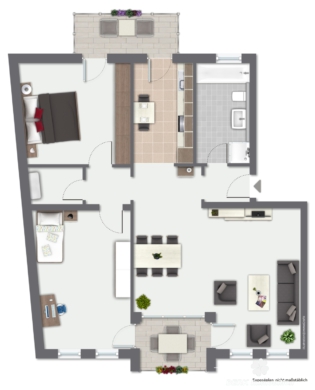 *VERKAUFT* BERK Immobilien – modern, lichtdurchflutet und zentral: 3-Zimmer-Wohnung in Goldbach - Grundriss Wohnung (106483)