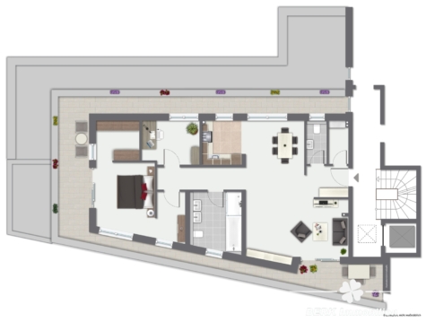BERK Immobilien – Penthouse mit Weitblick und umlaufendem Balkon in Aschaffenburg - Grundriss Flügel visualisiert (129007)